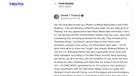 Tổng thống Trump cáo buộc Iran sử dụng AI thao túng thông tin chiến sự