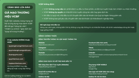 Ủy ban Chứng khoán Nhà nước cảnh báo website giả Quỹ Vietcombank lừa nạp tiền