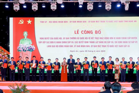 Nghệ An: Công bố thực hiện chính quyền địa phương 2 cấp