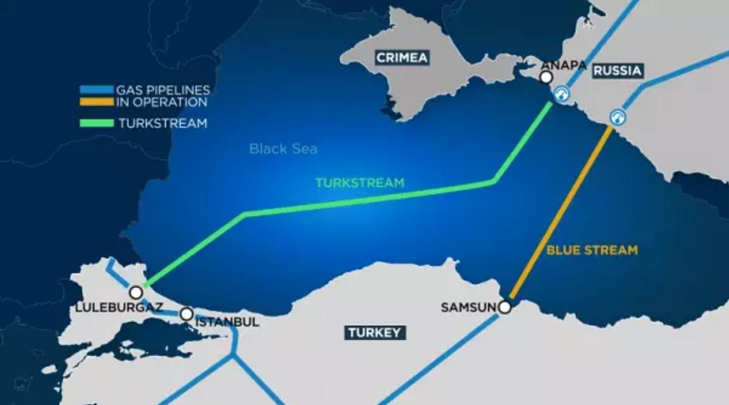 Sơ đồ đường ống dẫn khí TurkStream từ Nga sang Thổ Nhĩ Kỳ. Ảnh: Euronews