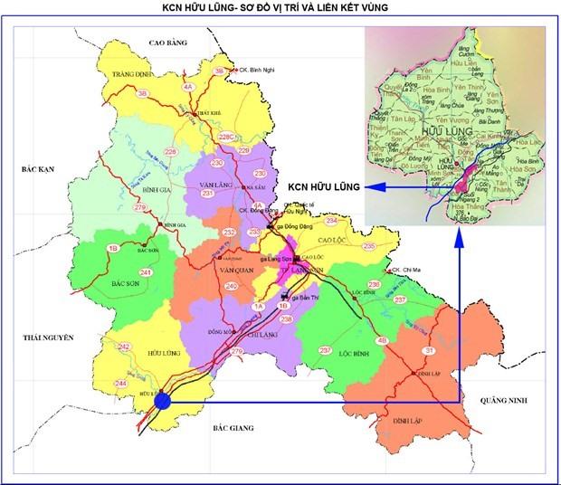 Khu công nghiệp Hữu Lũng - Sơ đồ vị trí và liên kết vùng. (Nguồn: langson.gov.vn)