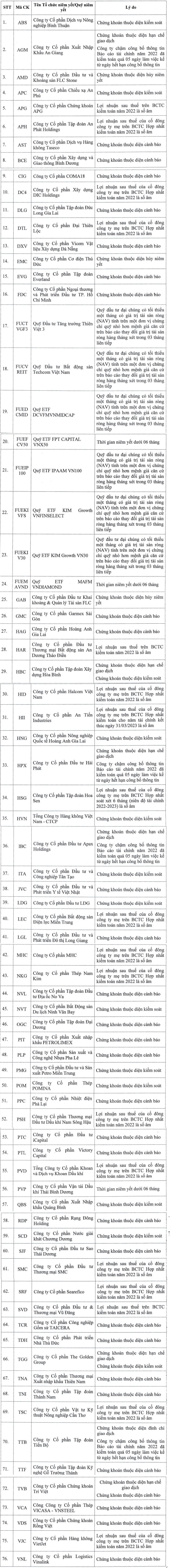 HoSE cắt margin với 76 mã chứng khoán trong quý 3/2023: PVD, NVL, HBC, IBC, HSG, POM, NKG, HAG, ITA,...đều có trong danh sách - Ảnh 1.