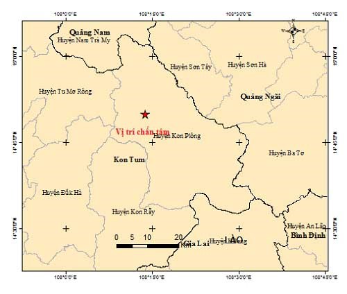 Lại xảy ra động đất liên tục tại khu vực huyện Kon Plông, Kon Tum