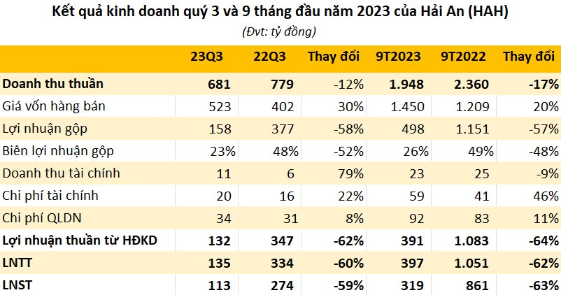 Sản lượng vận chuyển và giá cước giảm sâu, Hải An (HAH) báo lãi quý 3 giảm 60% so với cùng kỳ năm trước - Ảnh 1.