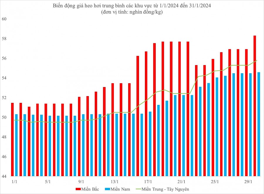 Biến động giá heo hơi