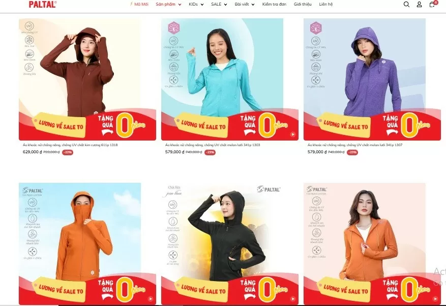 Áo chống nắng lên sàn, quầy chợ khuất bóng