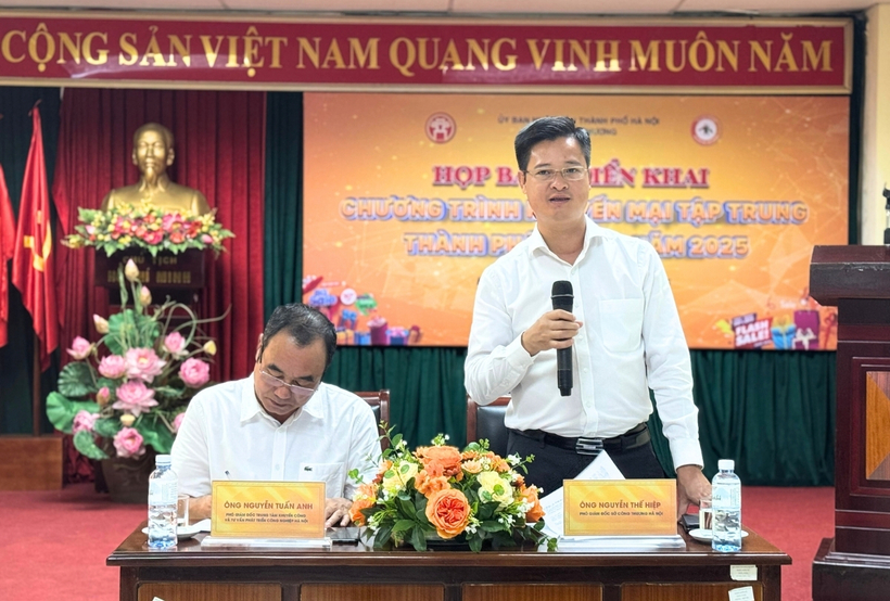 Ông Nguyễn Thế Hiệp – Phó giám đốc Sở Công Thương Hà Nội chia sẻ tại buổi họp báo.