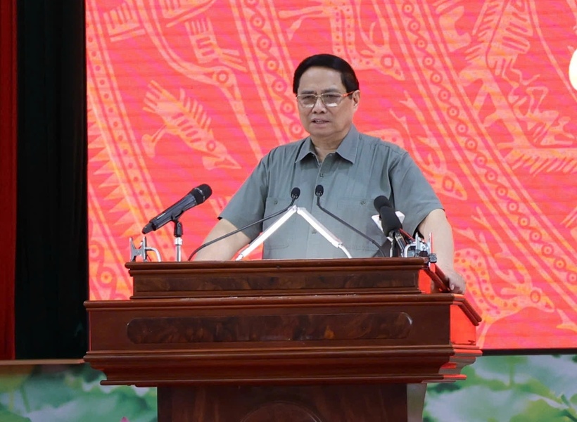 Thủ tướng Chính phủ Phạm Minh Chính phát biểu khai mạc Hội nghị sáng 13/7 (Ảnh: Thừa Ngọc)