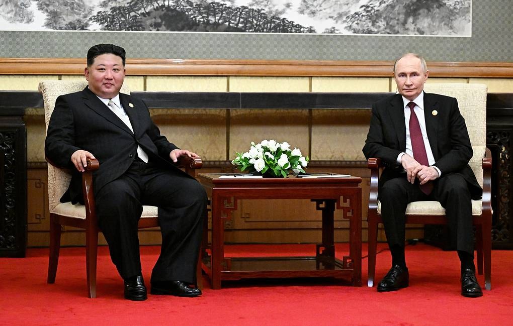 Người đứng đầu Cộng hòa Dân chủ Nhân dân Triều Tiên Kim Jong Un và Tổng thống Nga Vladimir Putin Sergey Bobylev/POOL/TASS