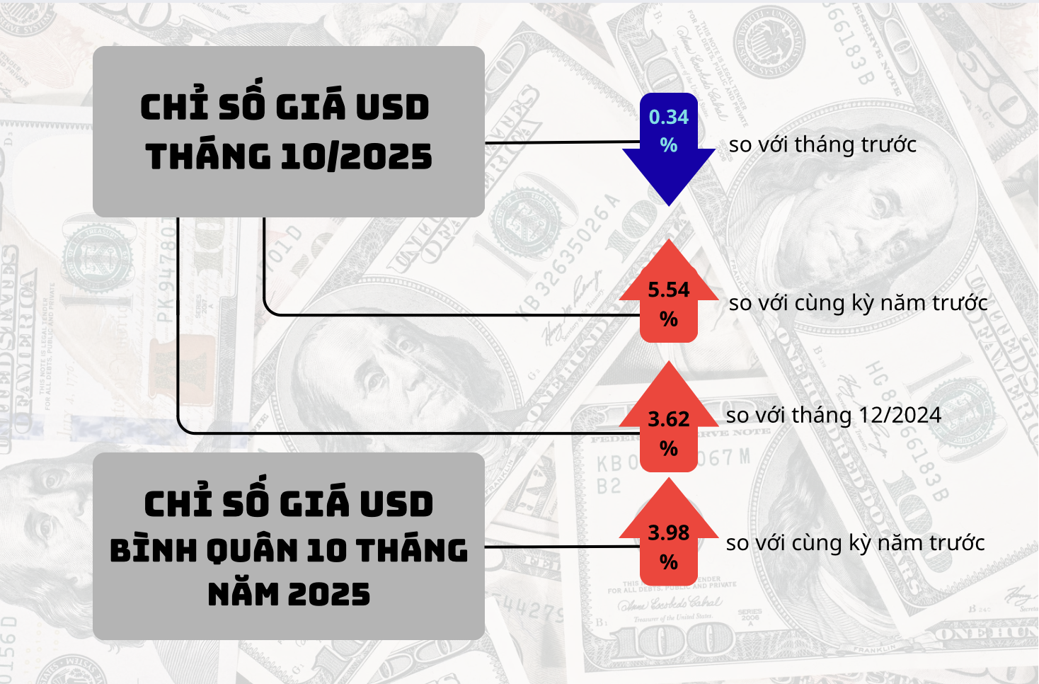 Diễn biến chỉ số gi&aacute; USD trong nước. Nguồn: Cục Thống k&ecirc;. Thiết kế: H.Dịu