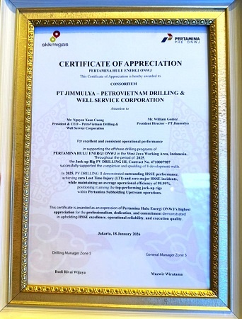 Giàn PV DRILLING II và PV DRILLING III được khách hàng Pertamina vinh danh Giàn PV DRILLING II và PV DRILLING III được khách hàng Pertamina vinh danh