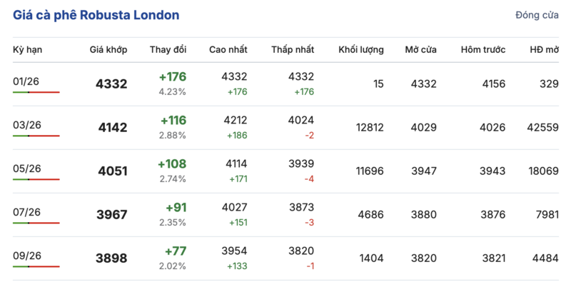 Giá cà phê hôm nay 25/1/2026: Đảo chiều tăng mạnh 1.600-1.800 đồng/kg - 1