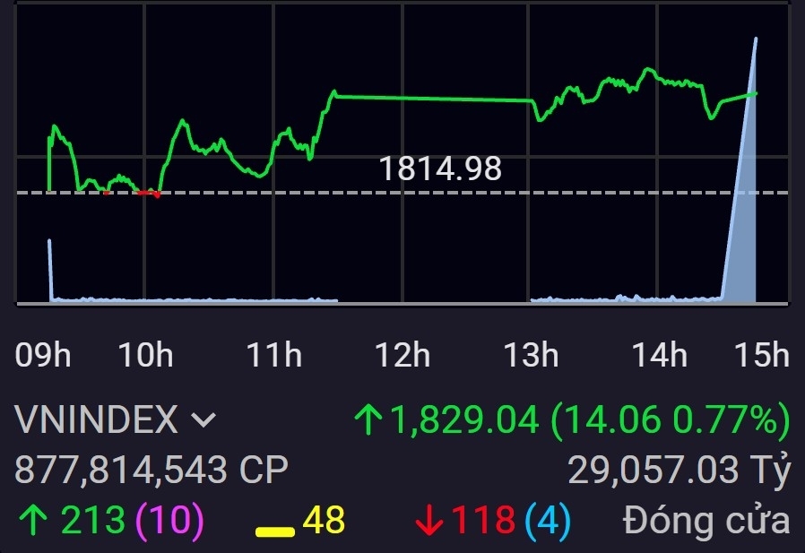 Ngân hàng kéo nhịp, thị trường bật tăng 14 điểm