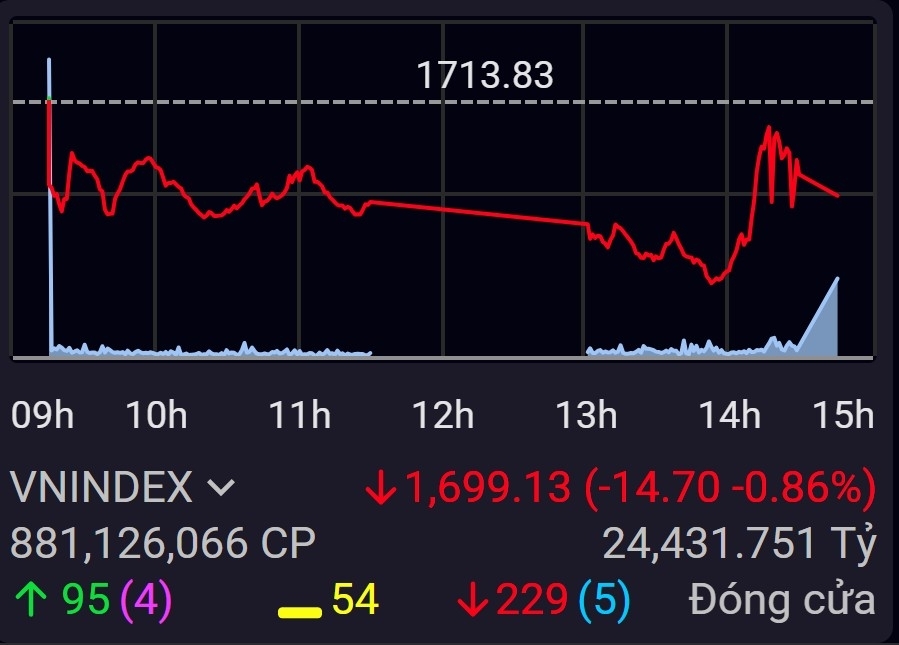 VN-Index giảm gần 15 điểm trong phiên đáo hạn phái sinh