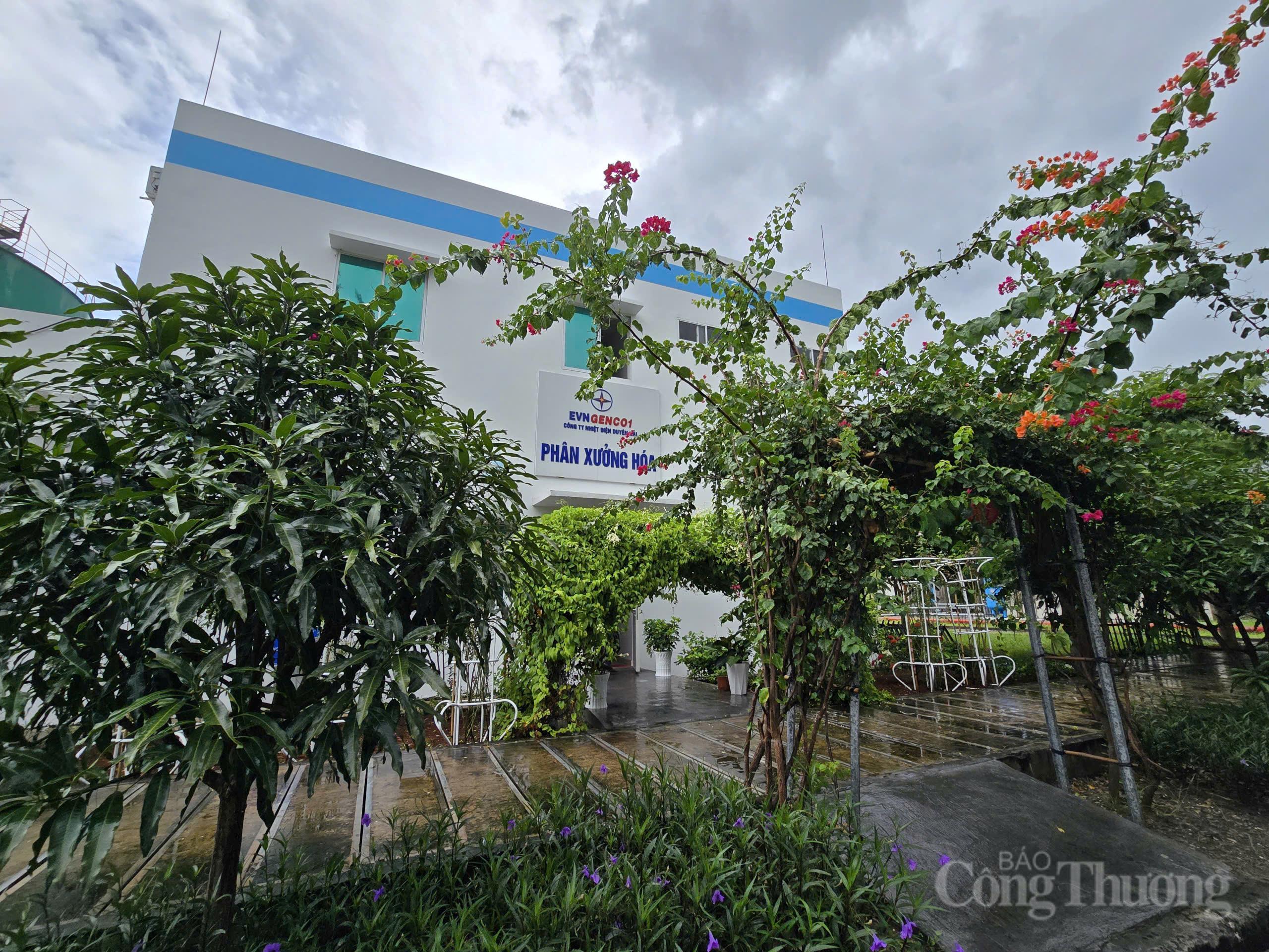 Lối vào phân xưởng Hóa - Công ty Nhiệt điện Duyên Hải được người lao động trồng, chăm sóc tạo thành con đường hoa. Ảnh: Thu Hường