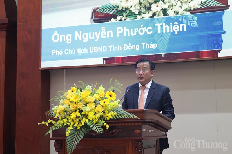 Ông Nguyễn Phước Thiện, Phó Chủ tịch UBND tỉnh Đồng Tháp phát biểu tại hội nghị.
