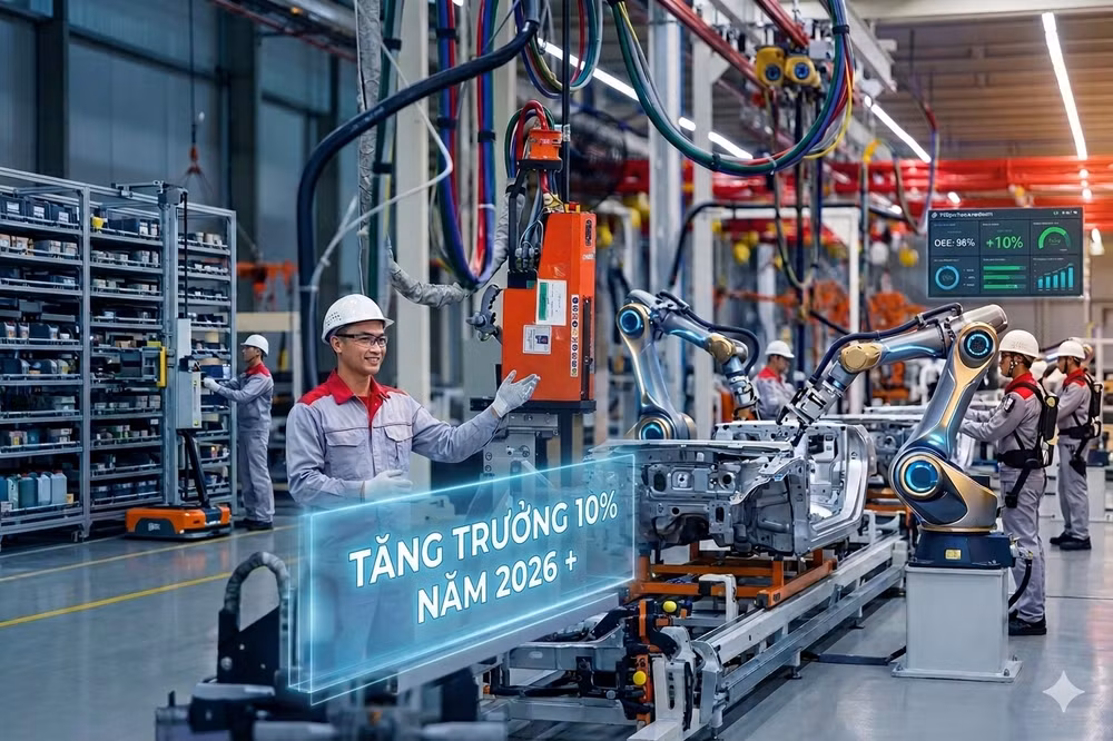 Phấn đấu đạt mục tiêu tăng trưởng kinh tế trên 10% trong năm 2026. Ảnh minh họa tang-truong-01.png