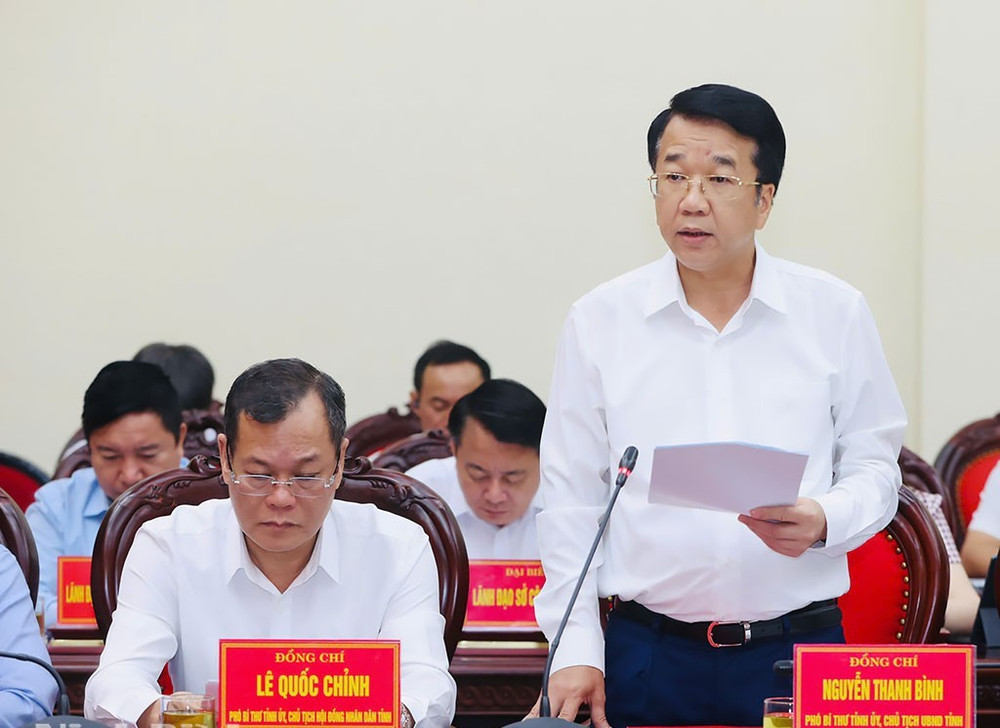 Chủ tịch UBND tỉnh Ninh Bình Nguyễn Thanh Bình phát biểu tại hội nghị. Ảnh: BNB. ninh-binh-3.jpg