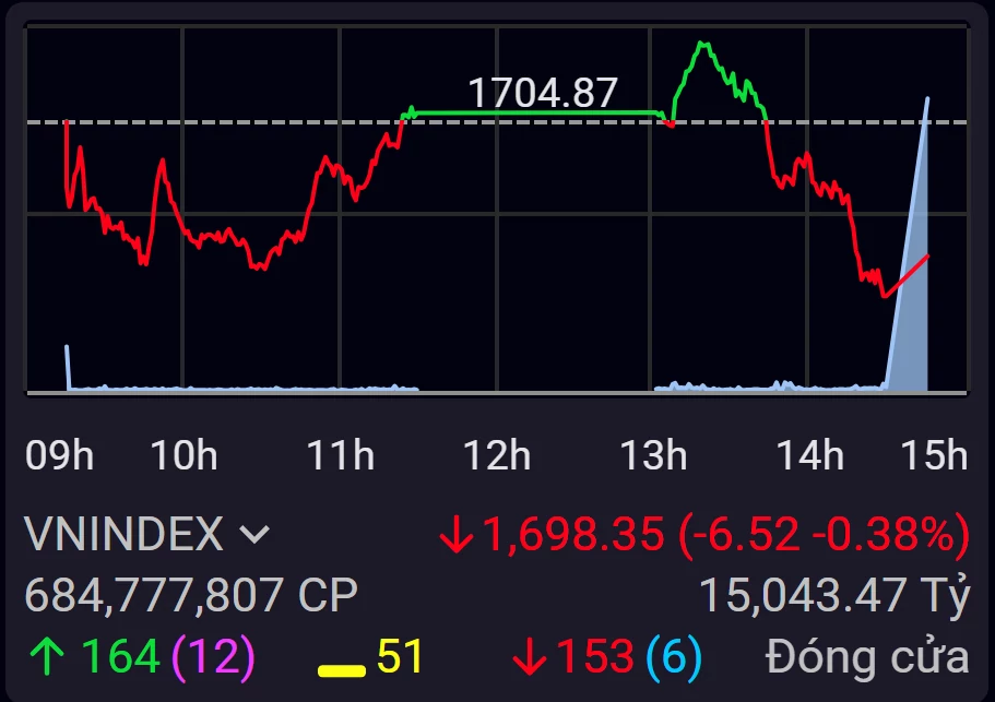 Dòng tiền phân hóa trong phiên đáo hạn, VN-Index lùi dưới 1.700 điểm